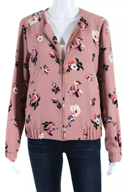 Ivanka Trump Women's Flower Print Zip Up Jacket Blush Size 4