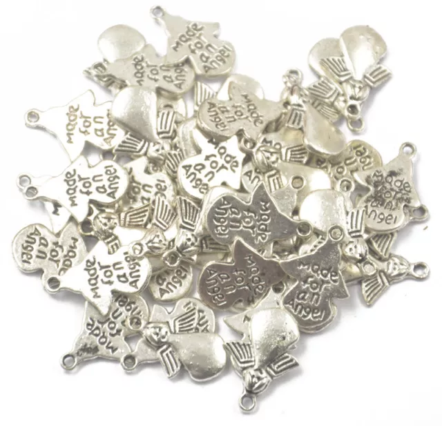 50 Stück tibetische Silber Engel Charms Anhänger für DIY Schmuckherstellung 3