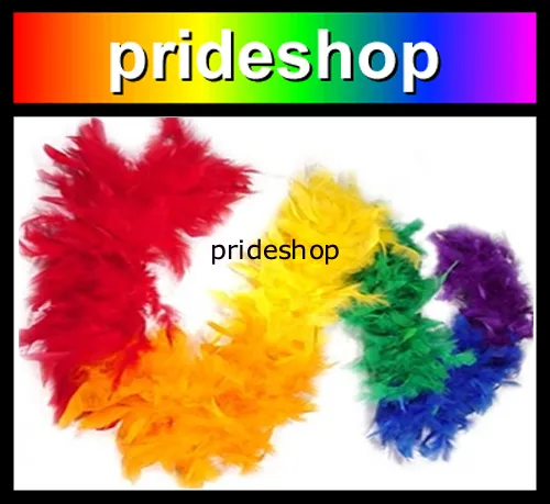 Rainbow Chandelle Faux Feather Boa Mardi Gras Party Parade Lesbian Gay Pride #34