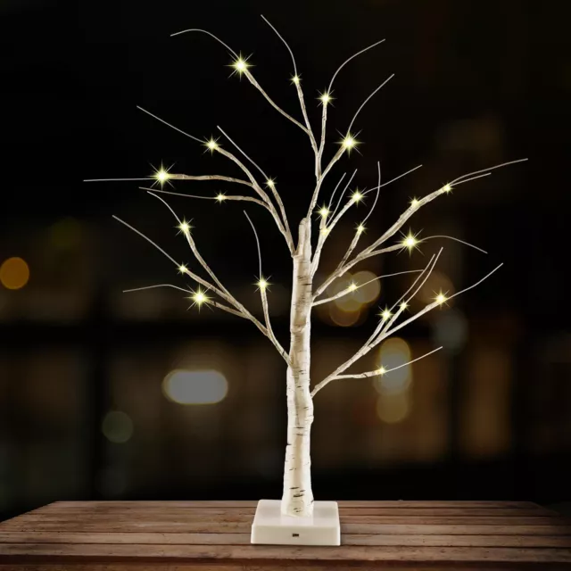 Snowy Twig Tree With 24 LED Lights Table Top Xmas Tree Indoor Xmas Decoration