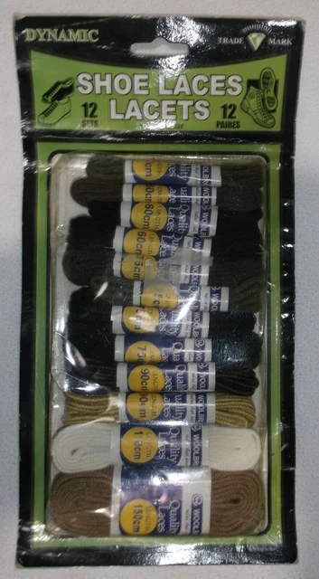 Dynamic Laces DYNAMIC SHOE LACES Lacets 12 Pack Trade Mark Assorted New Vintage ...