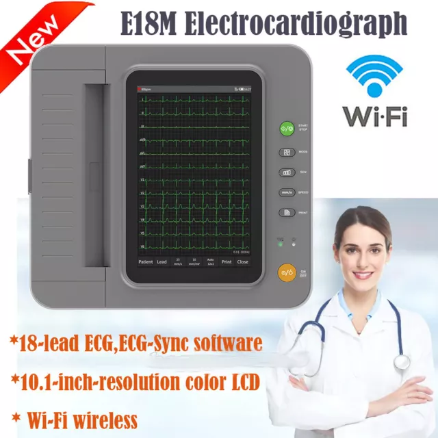 Électrocardiographe ECG/EKG numérique à 18 dérivations à écran tactile, WIFI