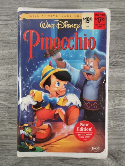 NEW SEALED PINOCCHIO (VHS, 1999) Walt Disney Classic 60th Anniversary Watermarks
