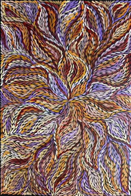 Rosemary Petyarre .Authentic Aboriginal Art. Bush yam flower, Size; 90 x 60cm