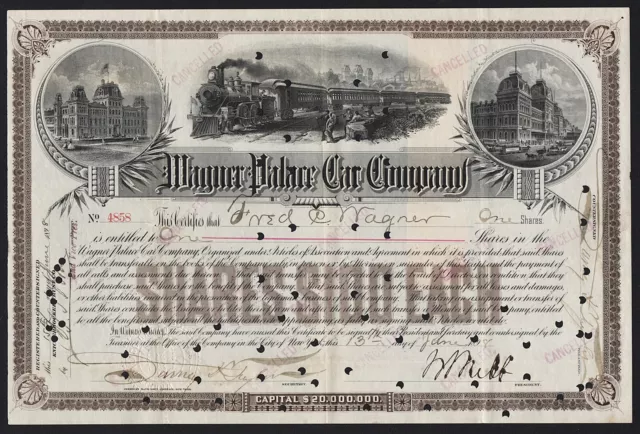 1898 Wagner Palace Car Company - signed William Seward Webb & Frederic Wagner