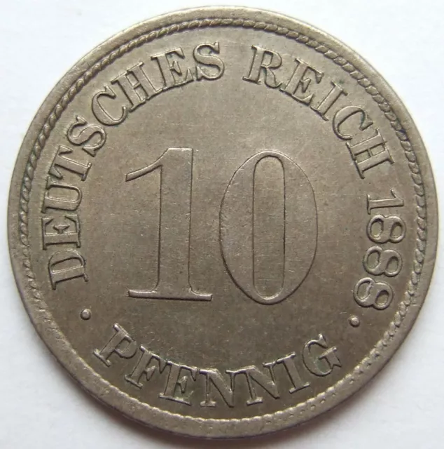 Moneta Reich Tedesco Impero Tedesco 10 Pfennig 1888 G IN Extremely fine /