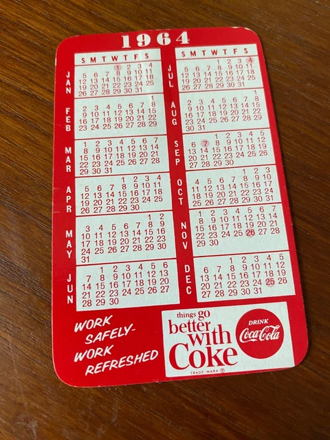 Coca Cola 1964 Things Go Better With Coke Pocket Calendar Mint Unused