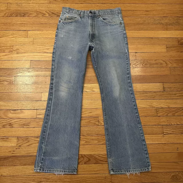 Vintage 80s Levi’s 517 Orange Tab Bootcut Blue Denim Jeans 32x32 Made In USA