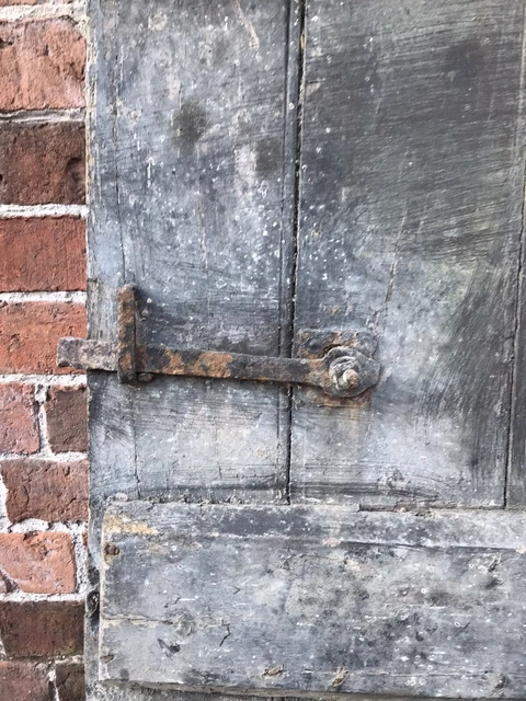 Antique Oak ledged and braced Door With Original Strap Hinges. 3
