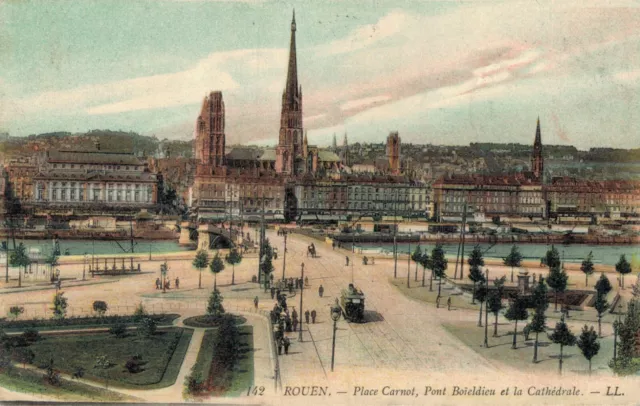France - Rouen Place Carnot Boïeldieu et la Cathedrale CPA 01.82