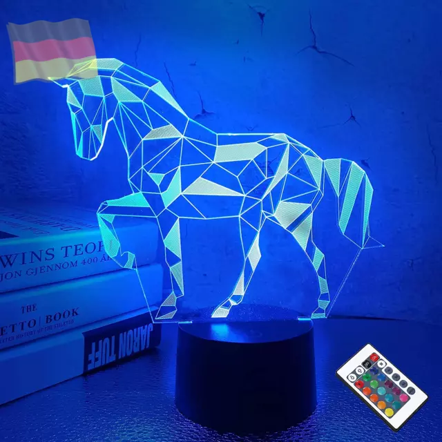 Nachtlichter Für Kinder Pferd Illusion 3D Nachttischlampe 16 Farben Ändern Mit F 2