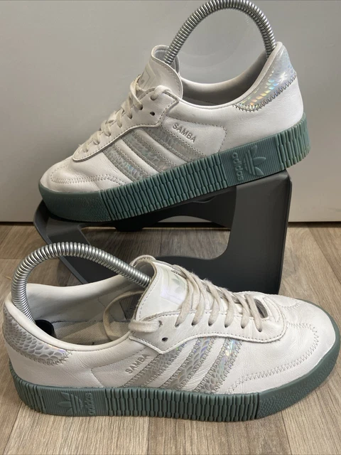 LADIES ADIDAS SAMBA rose White Iridescent Platform Trainers FX6274 Size 6 uk 44.99 PicClick UK
