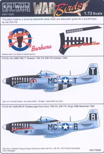 Kits World Decals 1/72 NORTH AMERICAN P-51D MUSTANG 20th Fighter Group
