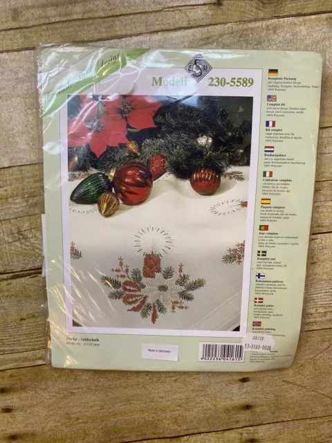 Tela de mesa de Navidad estampada con punto de cruz 32x32 nueva hecha en Alemania incl. hilo