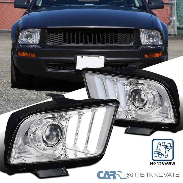 Fit Ford 05-09 Mustang Clear LED DRL Tube Projector Headlights Head Lights Lamps
