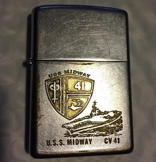 その他 USS MIDWAY CV-41 Zippo Vintage USS MIDWAY CV-41 ZIPPO AIRCRAFT CARRIER BARCROFT
