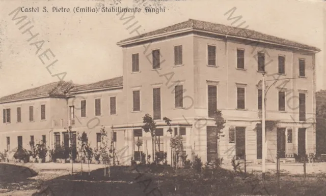 Cartolina Castel S.pietro Bologna Emilia Stabilimento Funghi Viaggiata 1913