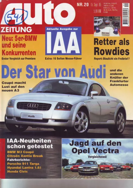 AUTO ZEITUNG 20/1995 IAA/Audi TT A3/Porsche 911 Targa/BMW M3 Coup/S.Inhaltsverz.