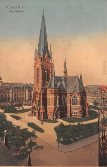 Pauluskirche in Plauen Vogtland Sachsen Postkarte AK 1907