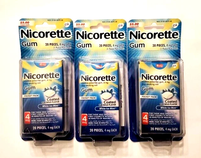 Nueva goma de nicotina blanca como nueva Nicorette 4 mg - 60 unidades vencimiento 10/2025
