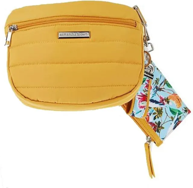 Samantha Brown To-Go Quilted Hip Bag with Pouch - Yellow NWT