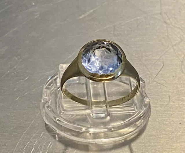 Antiker Gold Ring 333 Edelstein Blau Aquamarin Damen Goldring ca 1910