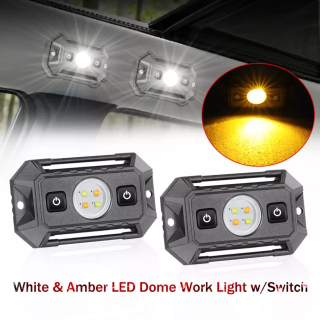 2xUniversal Roll Bar Mount LED Dome Light White + Amber UTV ATV Polaris RZR Golf