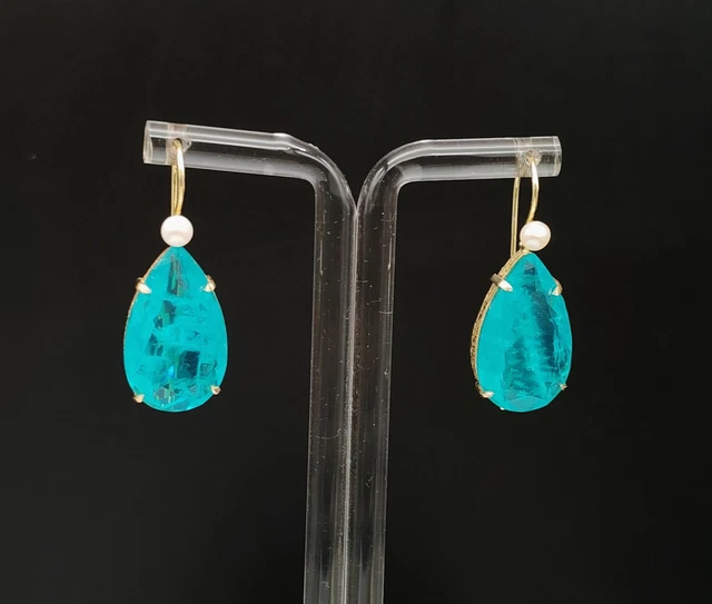Boucles D'oreilles Vintage Art Nouveau En Argent Sterling Avec Aigue-marine - Dormeuses Et élégantes