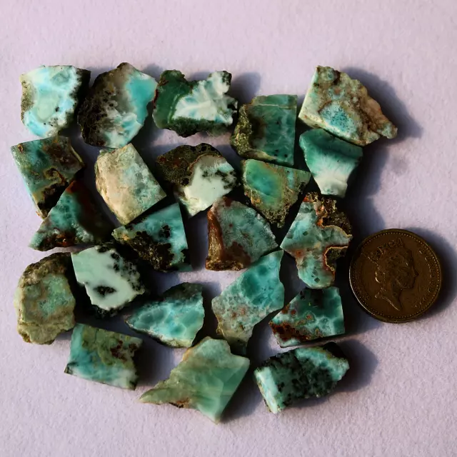 22 piezas Natural dominicano Larimar cristal crudo rebanada Druzy Mineral...