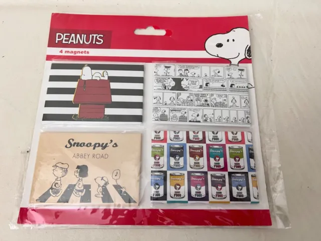 Peanuts Snoopy Magnets 4 Pk 3" x 2" ABBEY ROAD DOG HOUSE COMIC STRIP GOOD FOOD