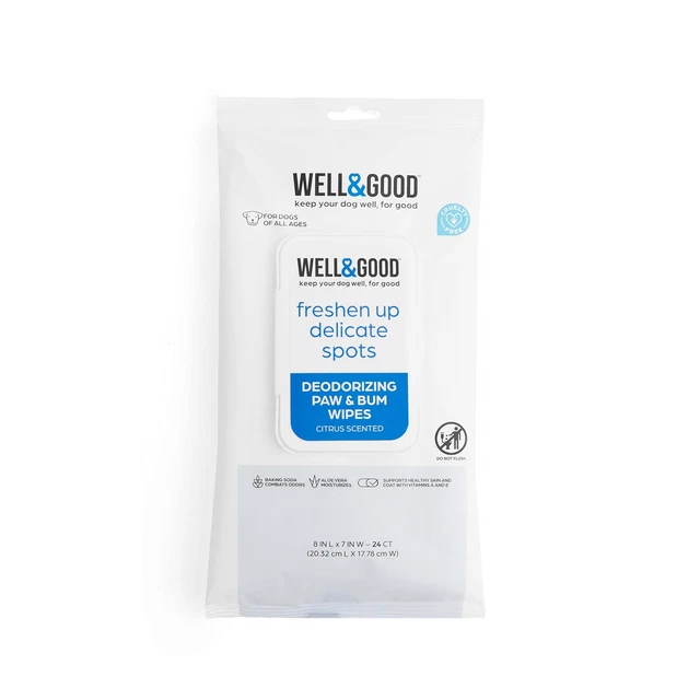 Petco Brand - Well & Good Deodorizing Paw and Bum Dog Wipes, Pack of 24