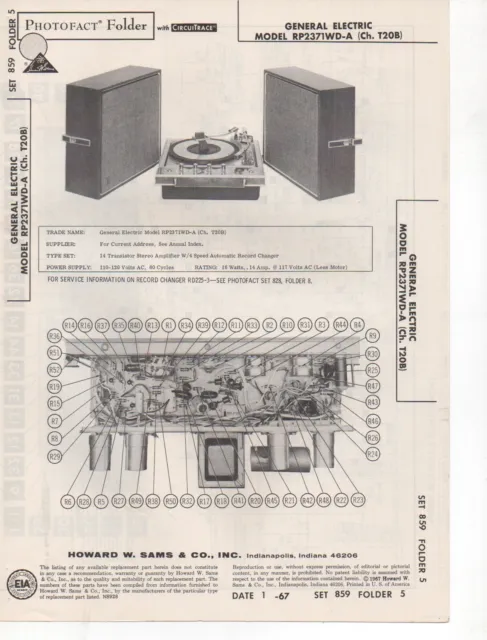 1967 General Electric Rp2371Wd-A Record Player Amp Service Manual Photofact Fix
