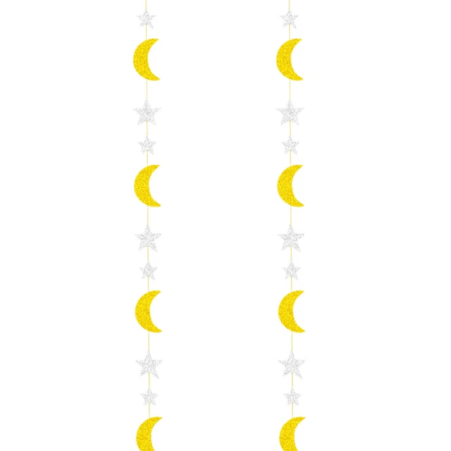 Decoraciones colgantes islámicas guirnalda brillante estrellas lunares guirnalda Eid Mubarak