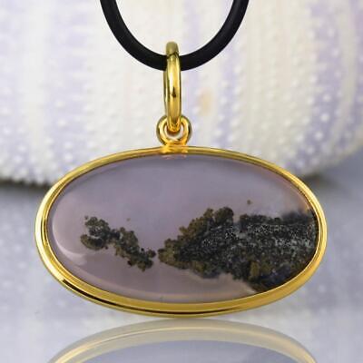 Pendant Gold Vermeil Sterling Silver & Purple Agate Chalcedony Cabochon 9.22 g