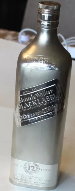 Johnnie Walker Black Label 12 Years Sterling Silver Bottle (Empty) LITRE