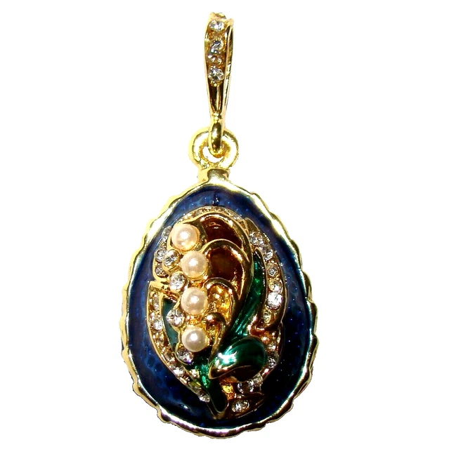 Pendentif Œuf style Fabergé vert doré petit taille- Copie œuf de Fabergé
