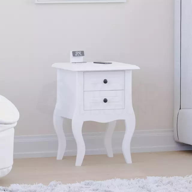 White Bedside Table Cabinet Nightstand Unit 2 Drawer Bedroom Storage Furniture