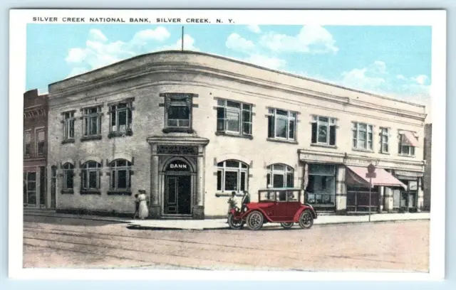 SILVER CREEK, New York NY ~ SILVER CREEK NATIONAL BANK c1920s   Postcard
