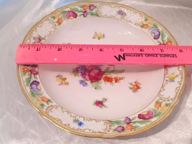 Vtg Schumann Bavaria Empress Dresden Flowers 8" Soup Salad Bowl US Zone Germany