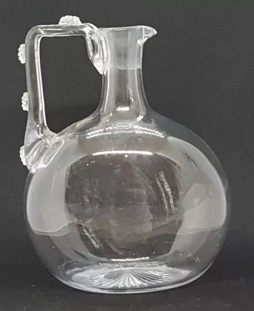 Clear cut glass vintage Victorian antique handled decanter flask 2