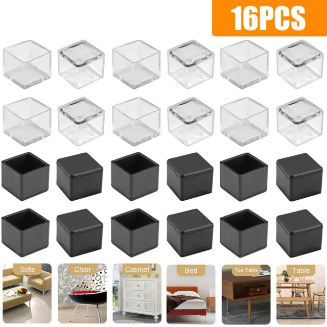 16Pcs Silicone Chair Leg Caps Covers Furniture Table Feet Pads Floor Protectors