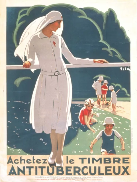 Propaganda Nurse Tuberculosis Cure Buy Stamp French Vila Print Poster Bb9172