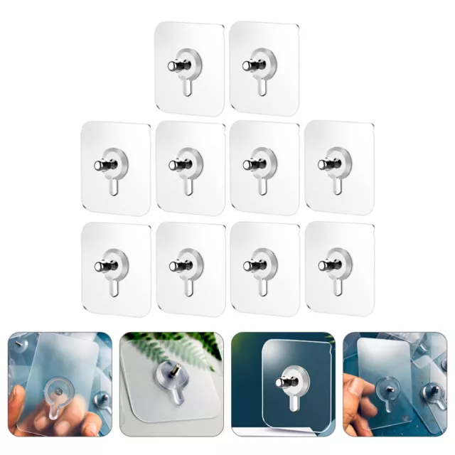 10 Pcs Nail Free Sticky Hangers Hooks No Trace Screw Sticker Wall Shelf