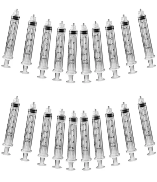 Plastic Non-Sterile Dispensing Luer Lock Syringe Without Needle 5ML -Pack of 20