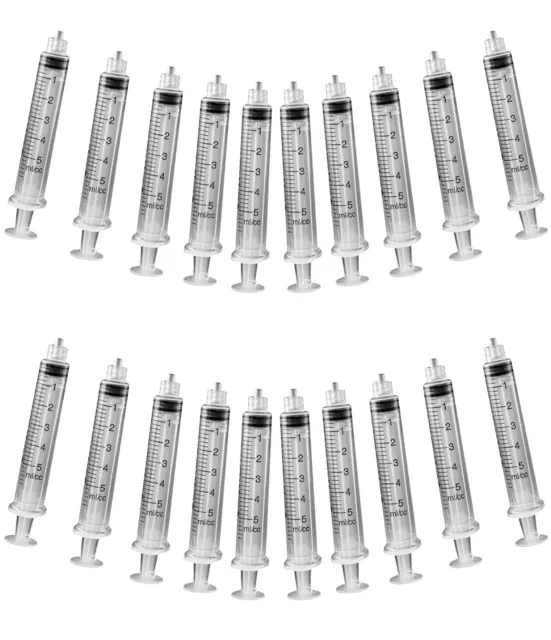 Plastic Non-Sterile Dispensing Luer Lock Syringe Without Needle 5ML -Pack of 20