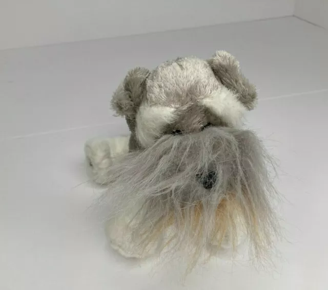 Ganz Webkinz Schnauzer Grey White Puppy Dog 8"Long HM159 Plush Stuffed Animal