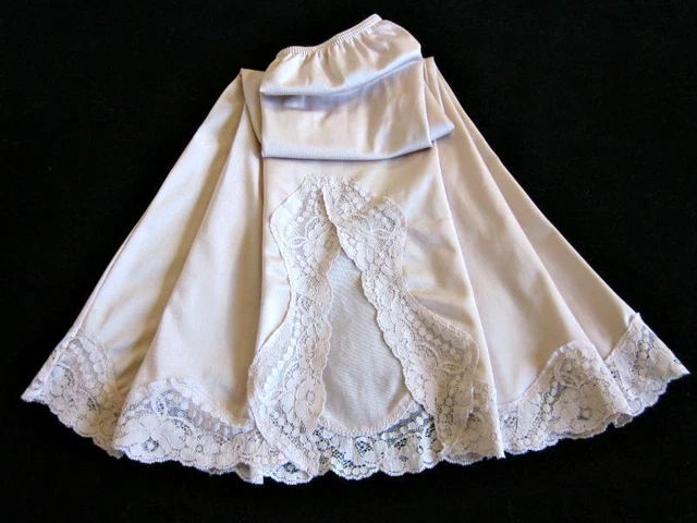 Slip vita vintage illusion M beige seta nylon trasparente pizzo/fessura posteriore