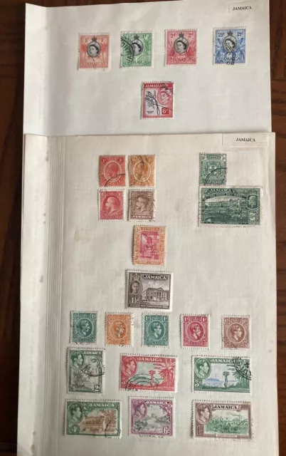 british commonwealth Jamaica 24 Mint And Used stamps On 2 Pages (lot JC 36)