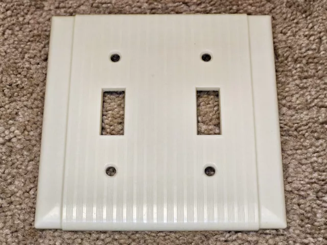 Vintage MCM Uniline Ivory Double 2 Toggle Light Switch Plate Cover 2