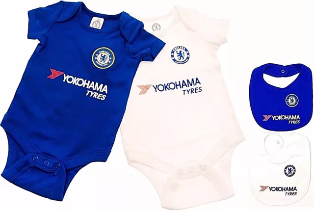 CHELSEA FC BABYS KINDERWAGEN KÖRPERANZUG KURZARM BABY GROW WESTE x2 CFC BLUES